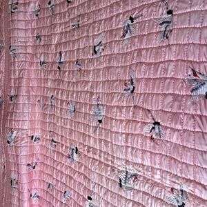 Beautiful Pink Satin King Bedspread With Cranes